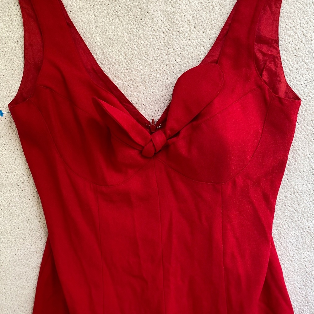Red Mini Dress with Knotted Bust - Women Dresses Mini